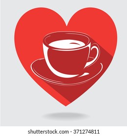 the pointer on the map with a cup of coffee