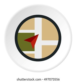 Pointer on map icon. Flat illustration of pointer on map vector icon for web