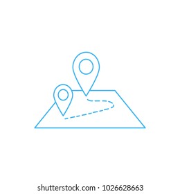 pointer on map line vector icon, flat design, white background