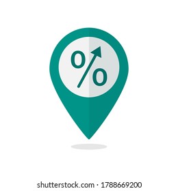 pointer with percent sign icon isolated on white background. discount pointer flat icon for web, mobile and user interface design