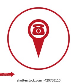 pointer with the phone. Map pointer phone