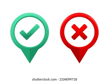 Pointer pin with check mark sign. Illustration vector