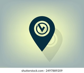 Pointer pin up icon with check mark