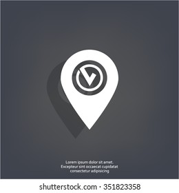 Pointer pin up icon with check mark