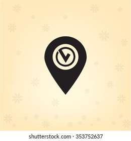 Pointer pin up icon with check mark