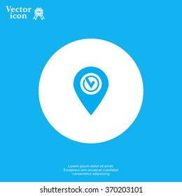 Pointer pin up icon with check mark