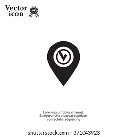 Pointer pin up icon with check mark