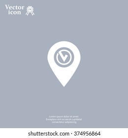 Pointer pin up icon with check mark