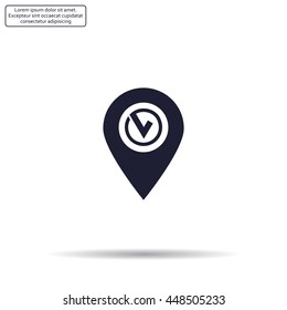 Pointer pin up icon with check mark