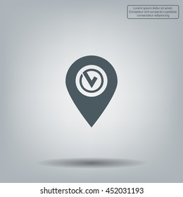 Pointer pin up icon with check mark