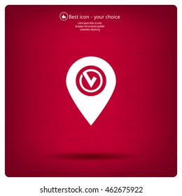 Pointer pin up icon with check mark