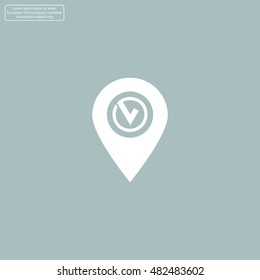 Pointer pin up icon with check mark