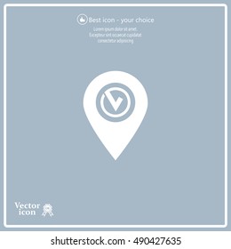 Pointer pin up icon with check mark
