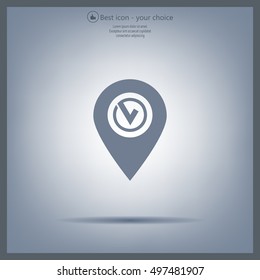 Pointer pin icon with check mark