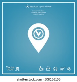 Pointer pin up icon with check mark