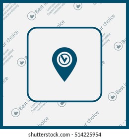 Pointer pin up icon with check mark