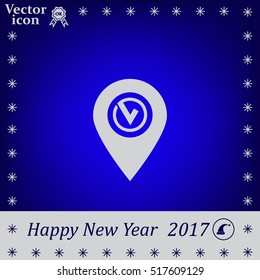 Pointer pin up icon with check mark