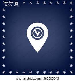 Pointer pin up icon with check mark