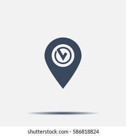 Pointer pin up icon with check mark