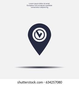 Pointer pin up icon with check mark