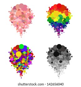 Pointer pin up icon with round bubble, hot air balloon pattern, web design element, approved idea concept, vector illustration.