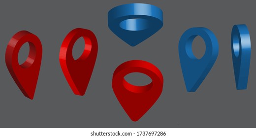 Pointer pin for map. Vector icon image for indicating the place and destination. Stock template.