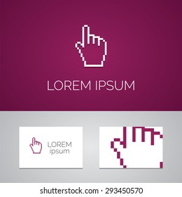 pointer pixel cursor logo template icon design elements with business card 