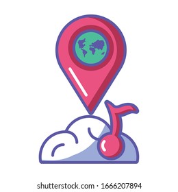 pointer of place optimization on white background vector illustration design