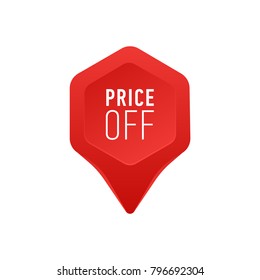 Pointer For Sale Or Discount Price Off Tag Icon Red Point Arrow On White Background Vector Illustration Shopping Special Offer Sign