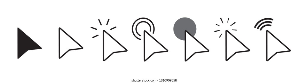 Pointer Set - Different Black Vector Illustration Set - Isolated On White Background