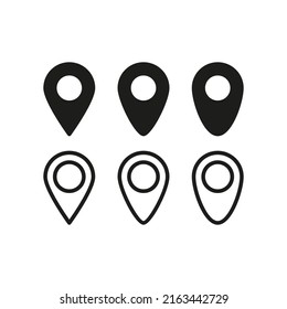 Pointer set icon. Geolocation, Route, location, navigation, gps, map, sailing, cartography and topography. Sailing concept. Vector line icon for Business and Advertising