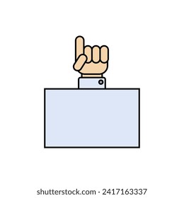Pointer in the shape of a hand with an index finger and large frame. Vector illustration.