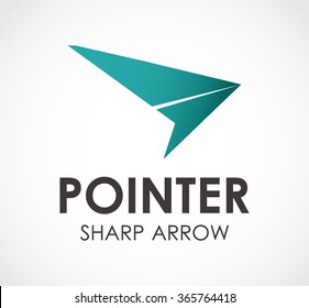 Pointer of sharp arrow abstract vector and logo design or template wing direction business icon of company identity symbol concept