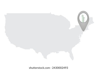 Pointer shoes Statue of liberty on map. vector