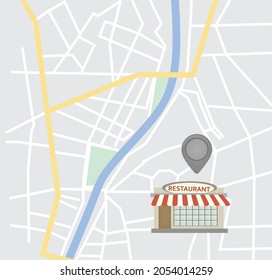 Pointer  show restaurant on map. vector