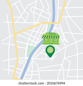 Pointer  show store on map. vector
