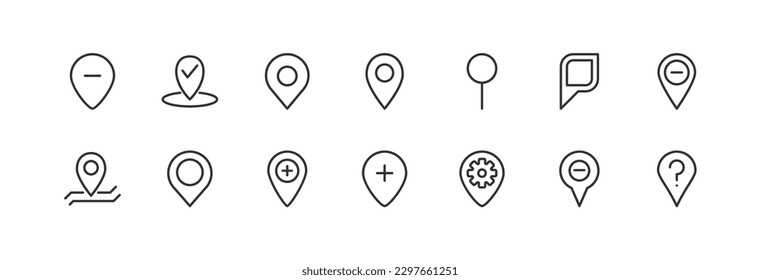 pointer simple icon set. Outline editable stroke. Pixel perfect 24x24px. Isolated on a white background