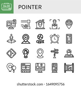 pointer simple icons set. Contains such icons as Alarm clock, Choose, Location, Placeholder, Position, Geography, Alarm clocks, Gps, Intersection, can be used for web, mobile and logo