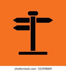 Pointer stand icon. Orange background with black. Vector illustration.