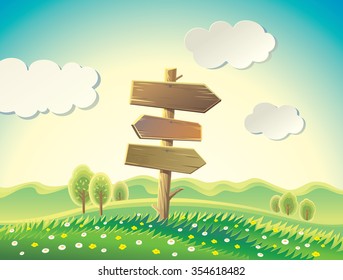 Pointer, standing on a hill, in summer landscape.