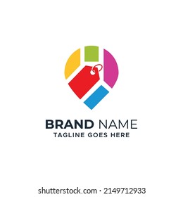 Pointer Tag icon vector template design. colorful location pointer design template concept