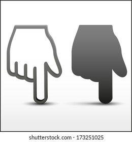 Pointer target hand with fingers extended for maps on the Internet or applications. Set of different options GPS tags