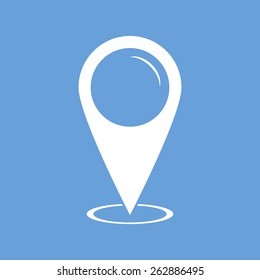 Pointer web white icon isolated on a blue background. Vector symbol
