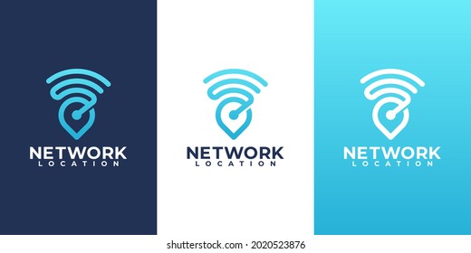 pointer and wifi logo combination. internet logotype design template.