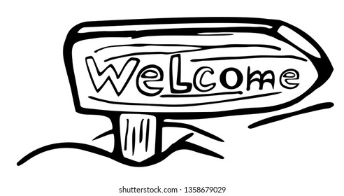 Pointer with the words "Welcome". Graphics