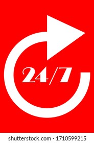Pointer working hours 24 hours a day. 24 hour work. Place for text. Vector image. Background image. Showcase. Poster. Nameplate pointer.