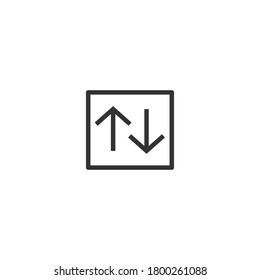 Pointers, arrows the direction of motion ip and down in square sign. Stock vector illustration isolated on white background.