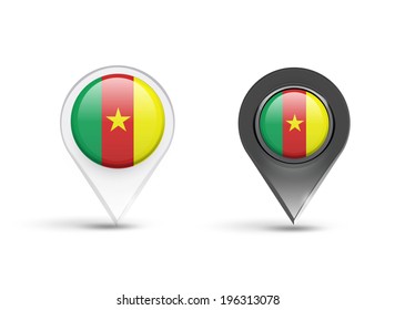 Pointers of Cameroon flag over white background