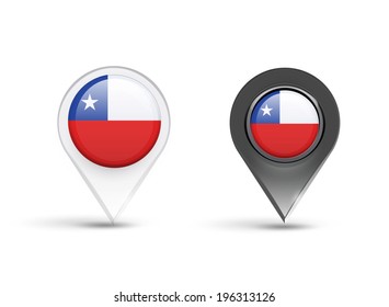 Pointers of Chile flag over white background