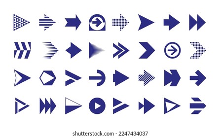 Pointers collection. Black simple navigation arrows different orientation, direction sign. Vector of navigation and direction pointer, orientation of cursor arrow illustration